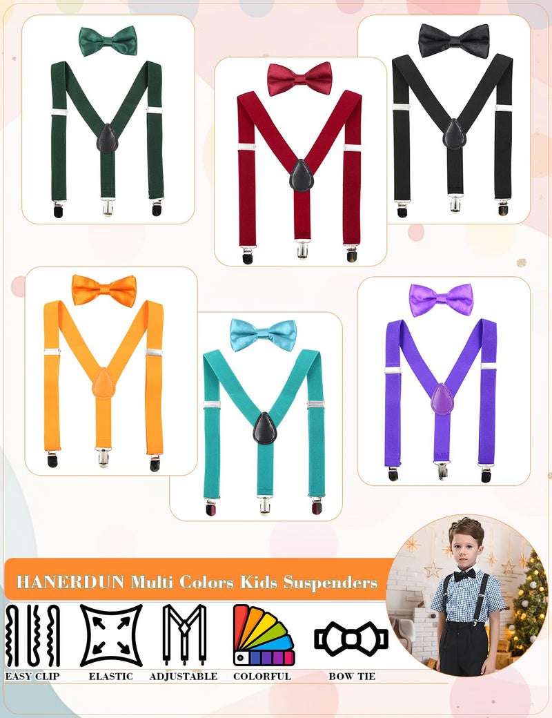 Hanerdun Kids Suspender Bowtie Sets Adjustable Suspender With Bow Ties Gift Idea For Boys And Girls,Orange,One Size - Image 2